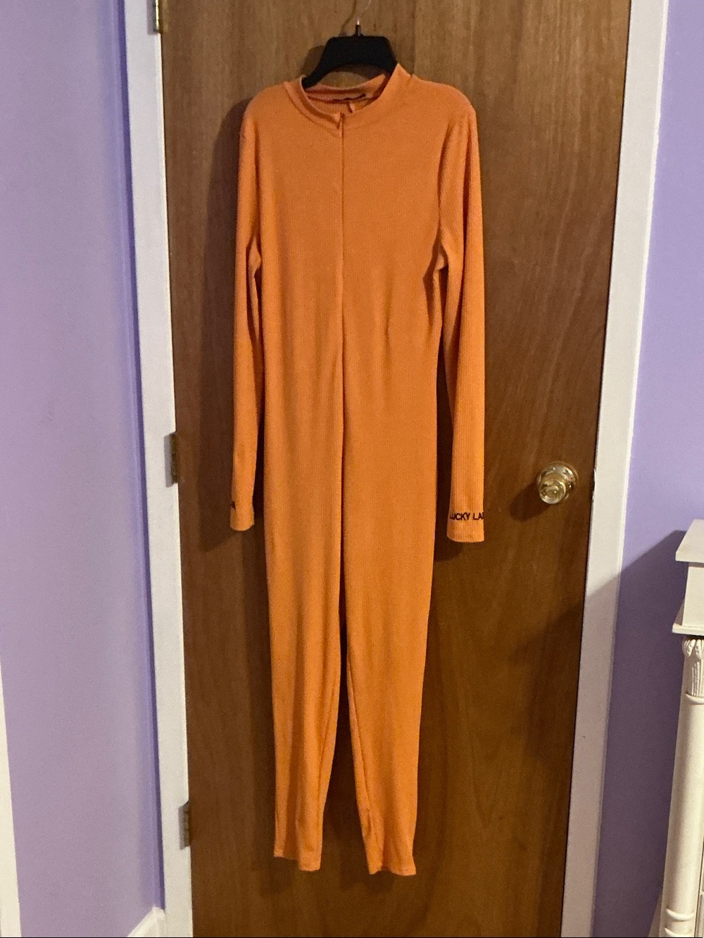 Women's Long-Sleeve Orange Thermal Jumpsuit